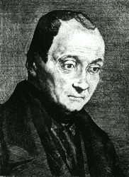 Auguste Comte, geëtst door Felix Bracquemond, 1851